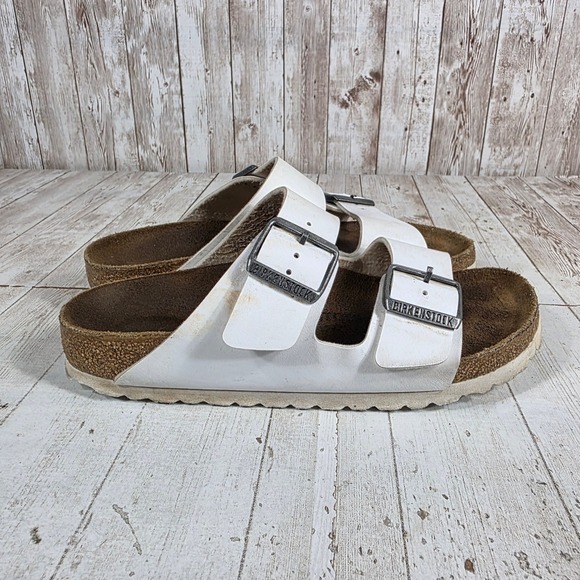 Birkenstock Shoes - Birkenstock Arizona White Birko-Flor Sandals EU 37 US Women 6-6.5 Cork Slide